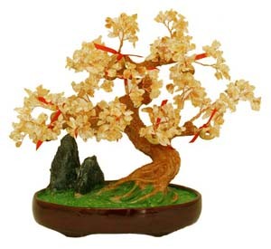 Large Citrine Tree with 9 Gold Coins for Great Wealth