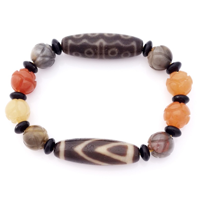 Authentic OLD Agate dZi Beads 1 Eye and 15 Eyes Bracelet for Wish-Fulfillment and Promotion