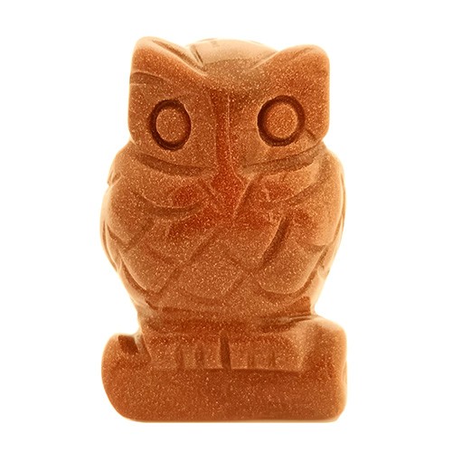 Goldstone Tiger Eye Owl Feng Shui Statue for Good Health and Wealth Luck