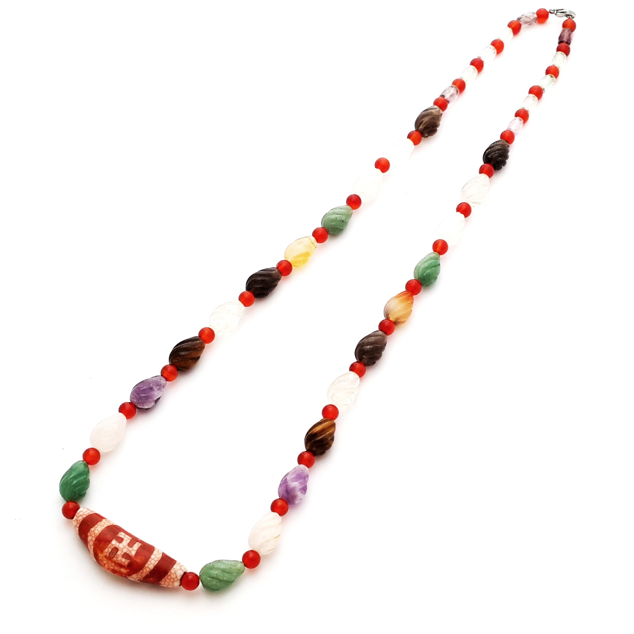 Authentic Tibetan HOTU Agate Dzi Bead Necklace for Ultimate Protection and Good Luck