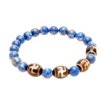 Hotu Dzi Beads with Natural Lapis Lazuli Bracelet