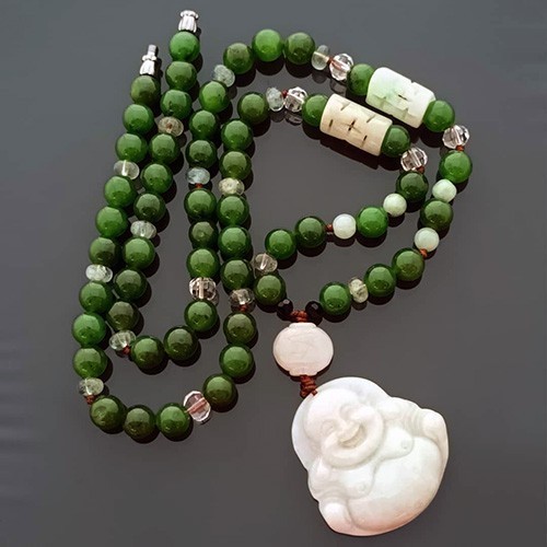 Authentic Natural JADE Laughing Buddha Pendant  Limited Edition