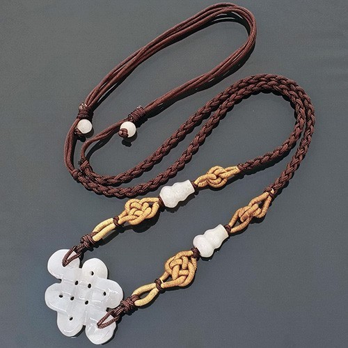 Jade Mystic Knot Necklace (Horizontal)