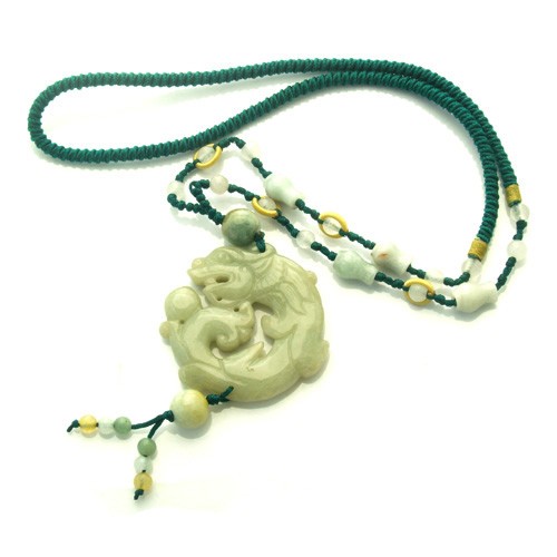 Jade Dragon Necklace for Good Fortune