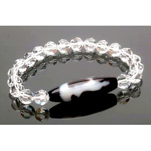 Kuan Yin Dzi Bead with Swarovski Crystal Bracelet ( CLEAR)