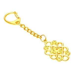 Golden Mystic Knot with Gold Coin Symbols Keychain