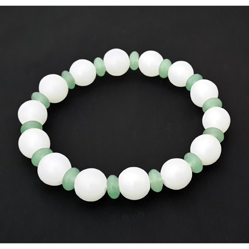 Natural WHITE Jade Bracelet