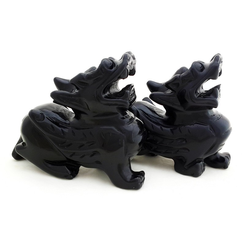 A Pair of Black Obsidian Pi Yao