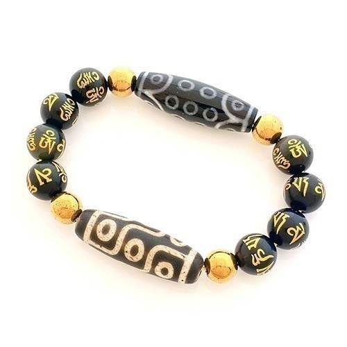 Authentic Tibetan OLD DZI BEADS 21 and 9 Eyed Bracelet for Wealth and Good Luck