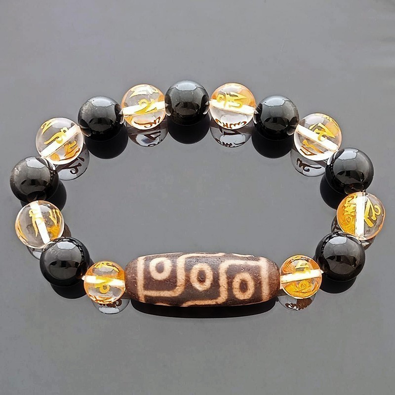 Authentic Tibetan OLD Agate 9 Eyes dZi Bead Bracelet for Wealth and Success