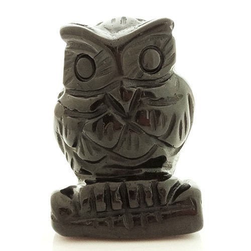 Natural Rainbow Obsidian Owl Feng Shui Statue for Good Health and Wealth Luck