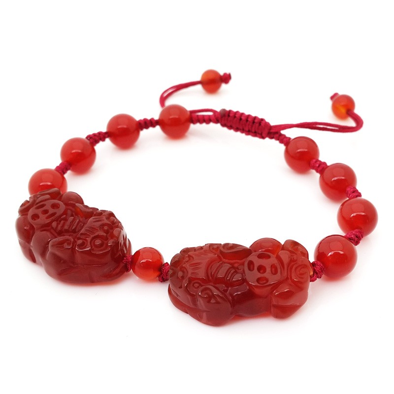 Natural RED Agate Double Pi Yao Pi Xiu Lucky Charm Bracelet