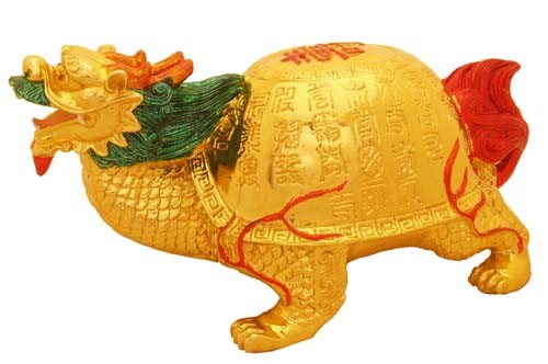 Golden Dragon Tortoise with Sau for Success and Longevity 