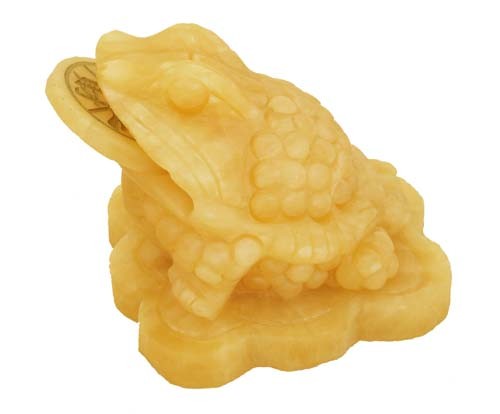 Three Legged Toad on Bed of Coins - Yellow Jade