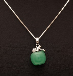 Jade Apple with 925 Silver Pendant
