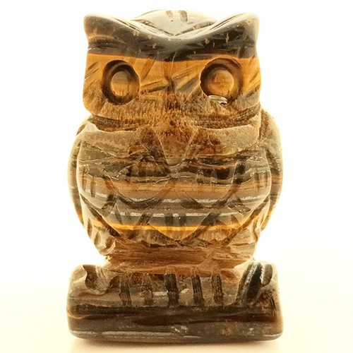 Natural Tiger Eye Owl Feng Shui Statue for Good Health and Wealth Luck