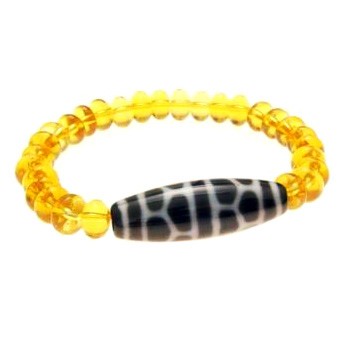 The Turtle Shell Dzi Bead with 8mm Smooth Citrine Bracelet