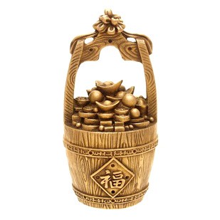 Overloaded Bronze Wealth Bucket for Prosperity and Good Fortune
