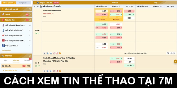 Cách sử dụng 7MCN xem tin thể thao nhanh chóng